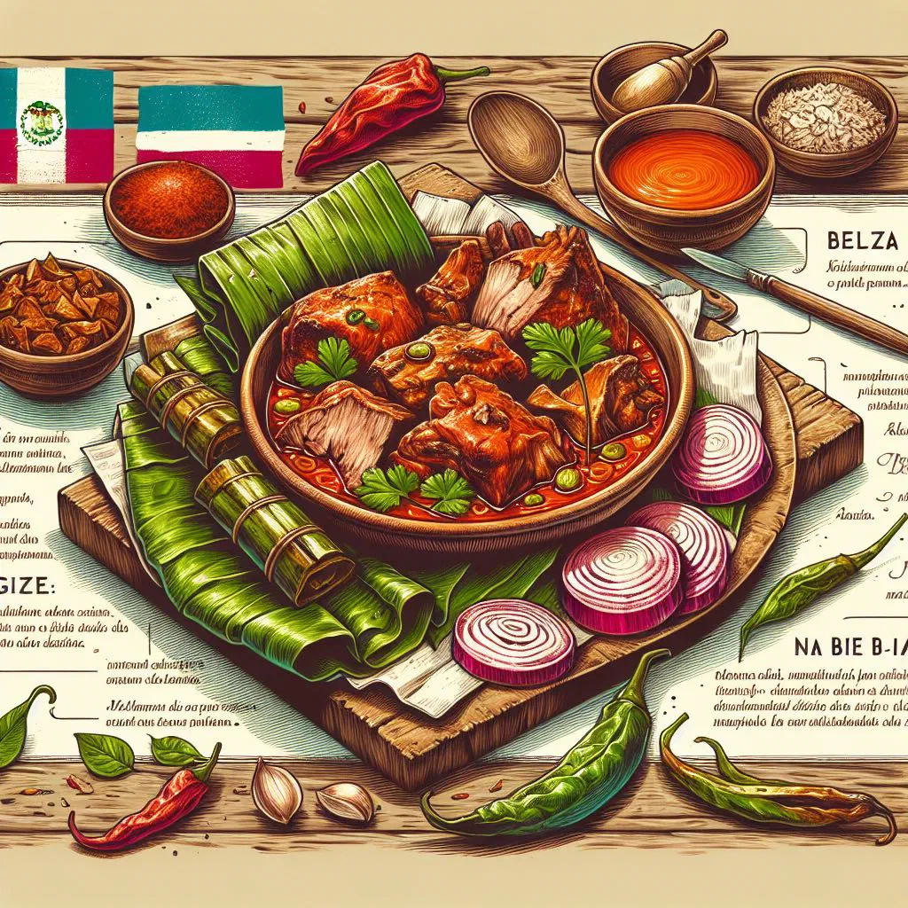 Tender marinated pibil pork cooked in banana leaves with lime and coriander