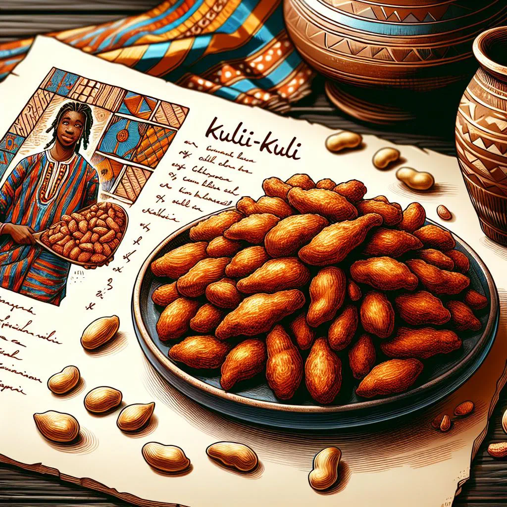 Crisp golden kuli-kuli peanut snacks piled in a bowl