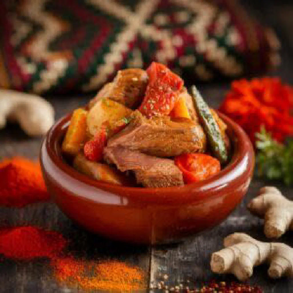 Creamy toubani made from maize flour and beans, served warm with sauce