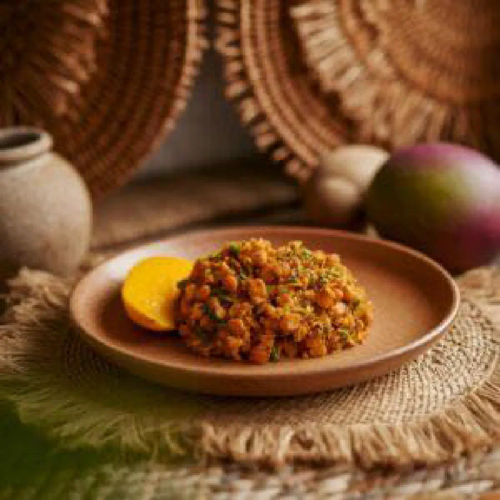 Wassawassa maize meal served with a fish and vegetable sauce