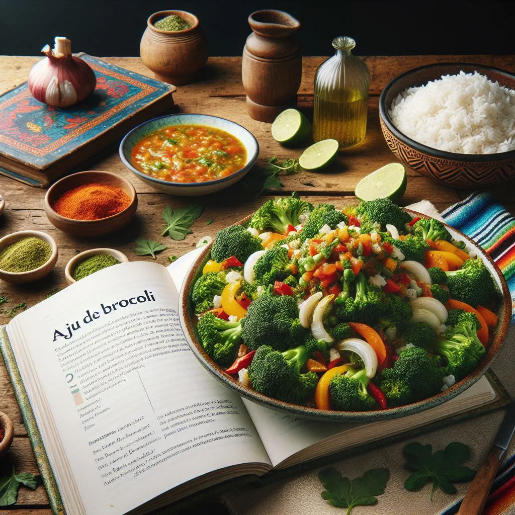 Broccoli florets in a spicy ají chilli and cheese sauce
