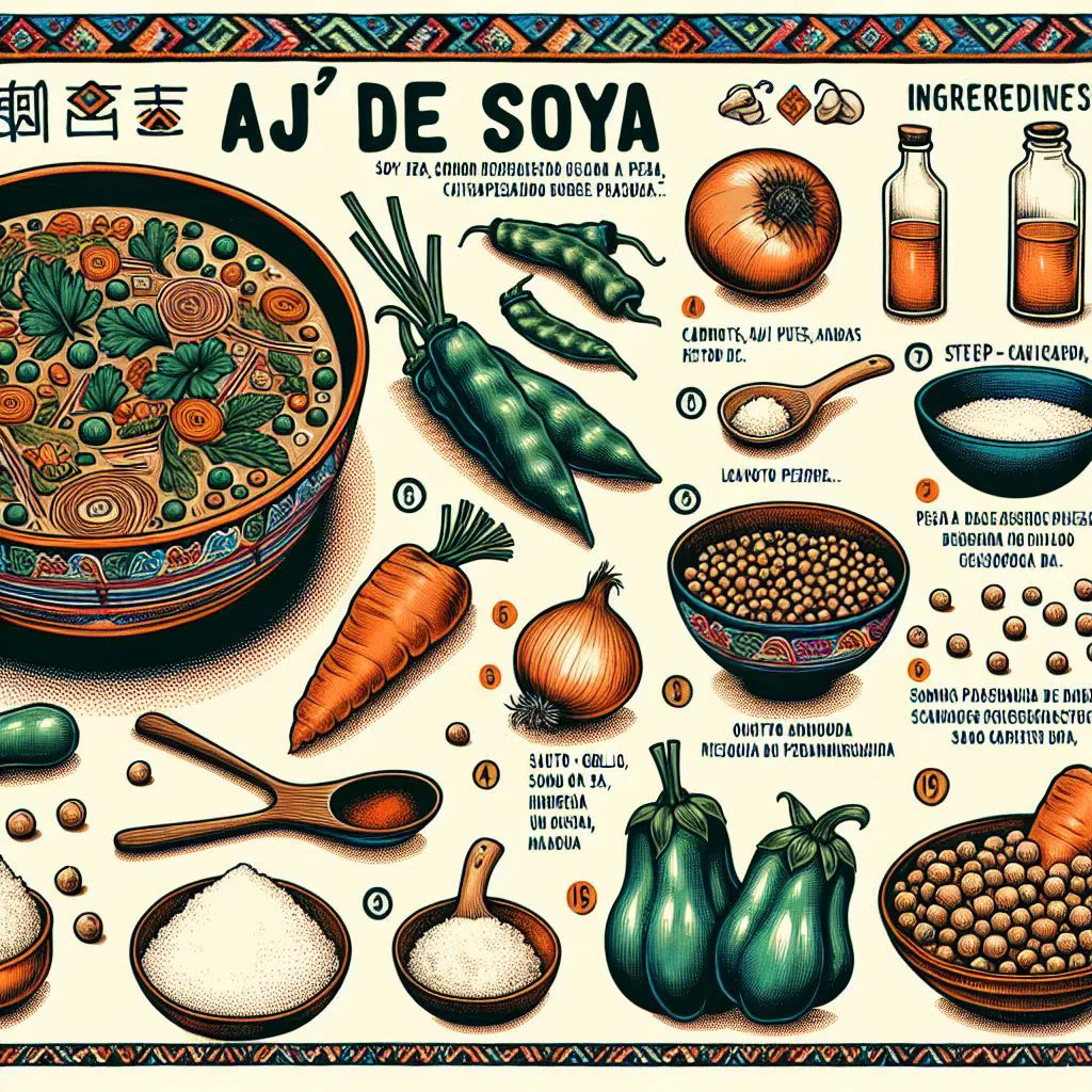Bolivian ají de soya stew with peppers, tomatoes and fresh herbs