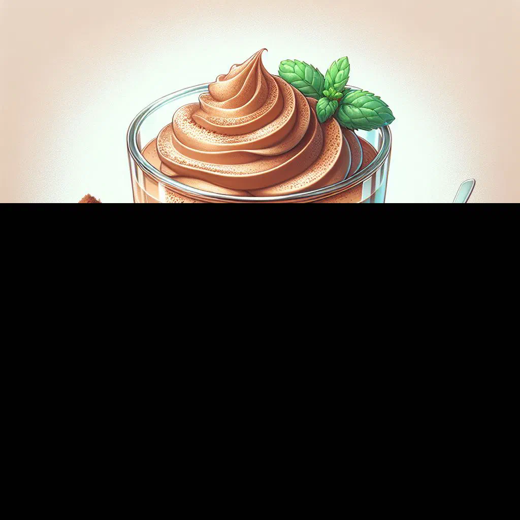 Bolivian coffee mousse served in a glass with a dusting of coffee