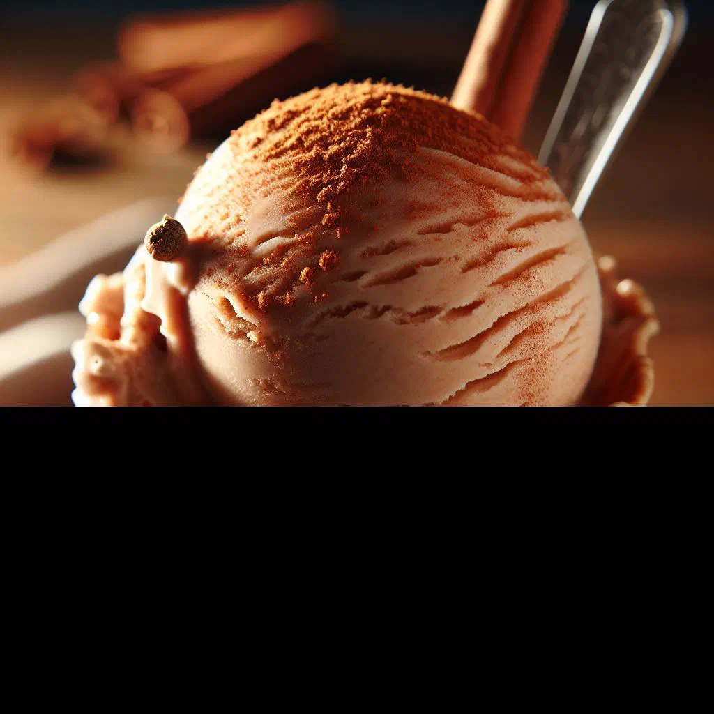 Scoops of Bolivian cinnamon ice cream dusted with ground cinnamon