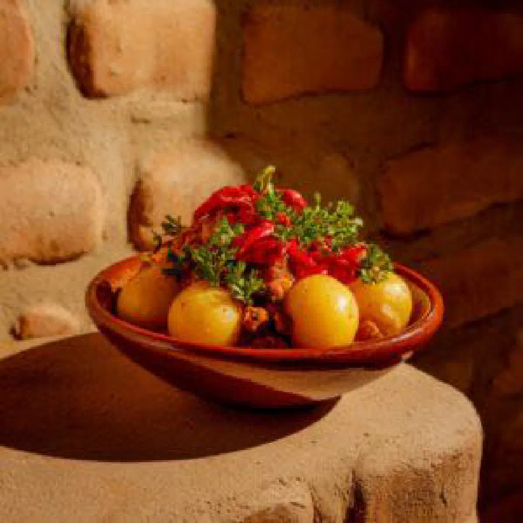 A hearty bowl of Bolivian K'ispacha stew with meat, potatoes and vegetables