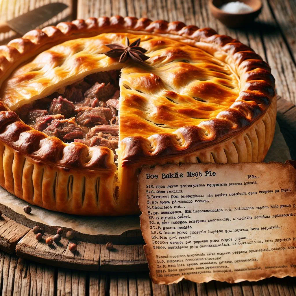 Golden baked Bosnian pita s mesom filled with spiced minced meat