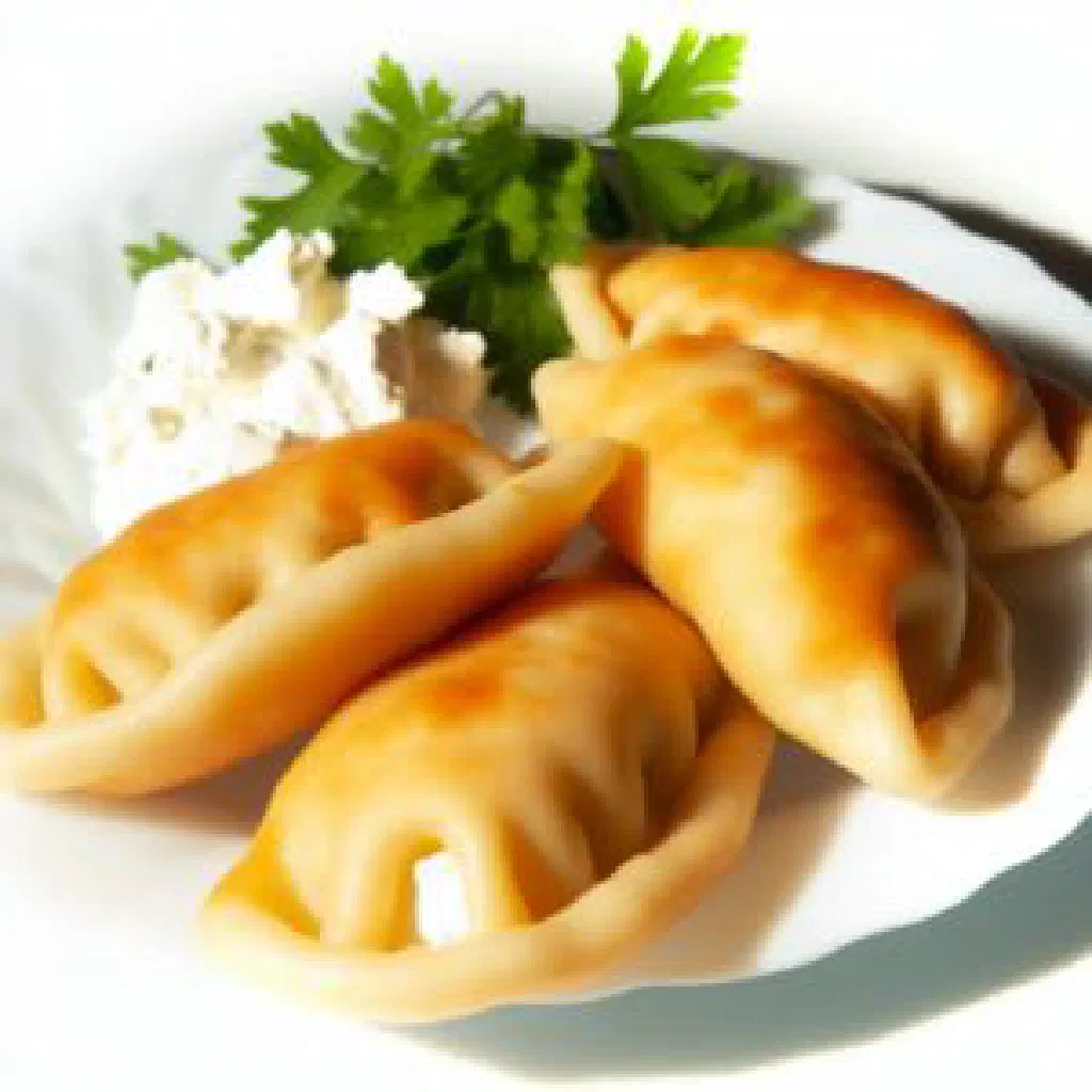 Golden baked Vrhnjača pastry filled with quark and cream