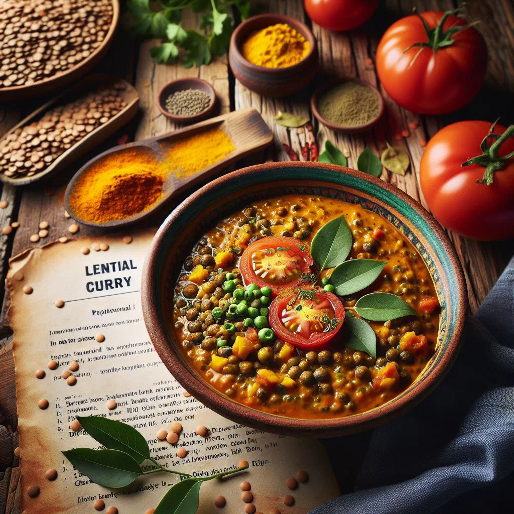 A bowl of creamy lentil curry garnished with fresh coriander