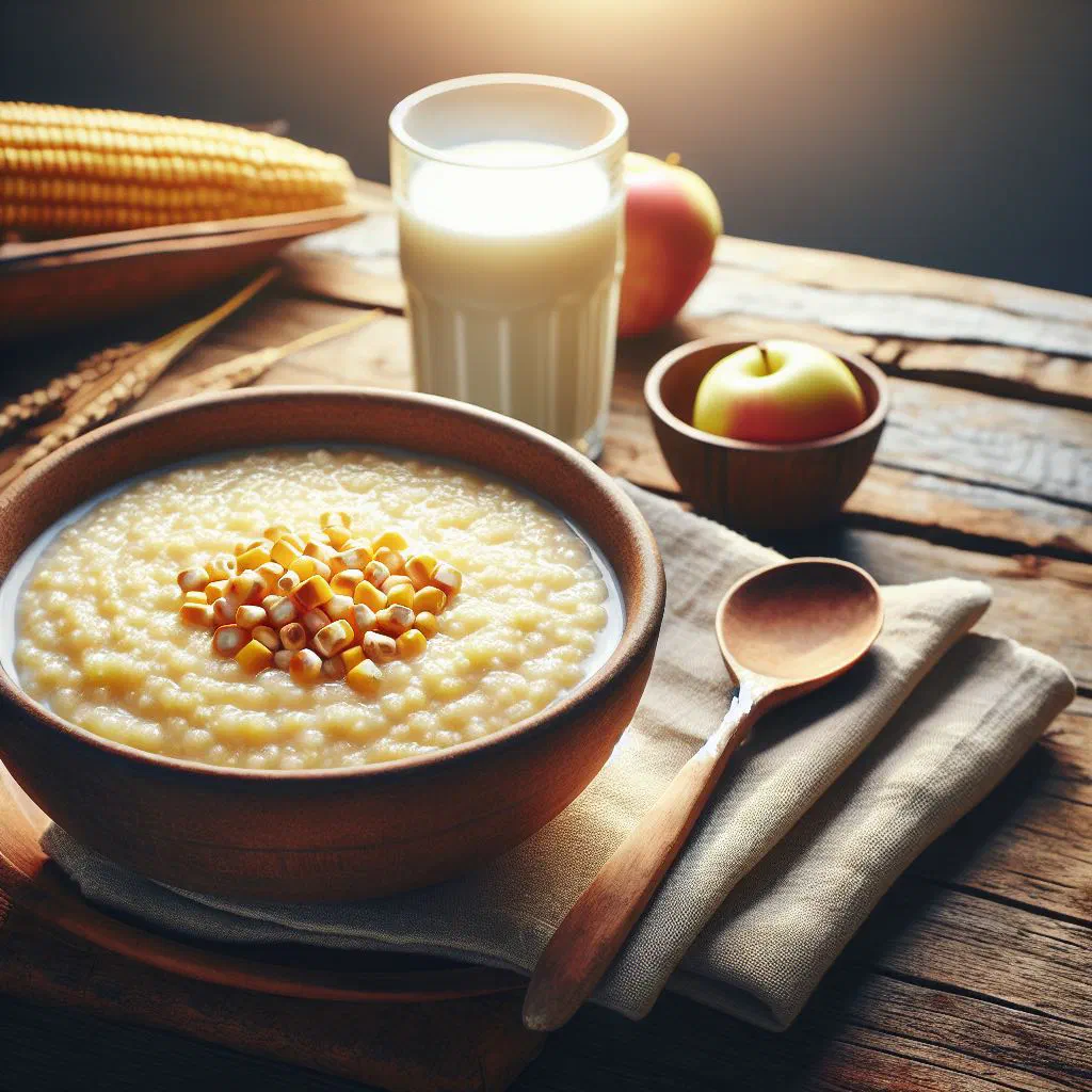 A bowl of creamy maize meal porridge served warm