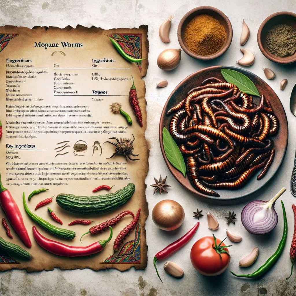 Pan-fried mopane worms garnished with fresh coriander on a rustic board