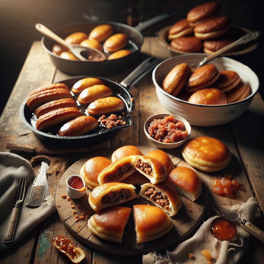 Golden-brown vetkoek fried dough balls piled in a serving basket