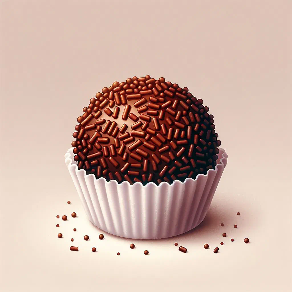 Chocolate brigadeiro truffles rolled in chocolate sprinkles in paper cases