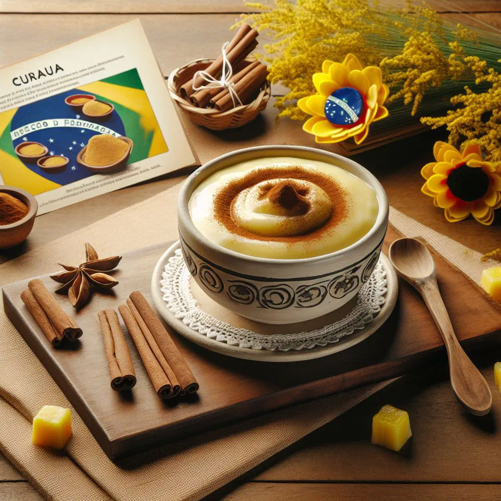 Bowls of creamy Brazilian curau dusted with cinnamon