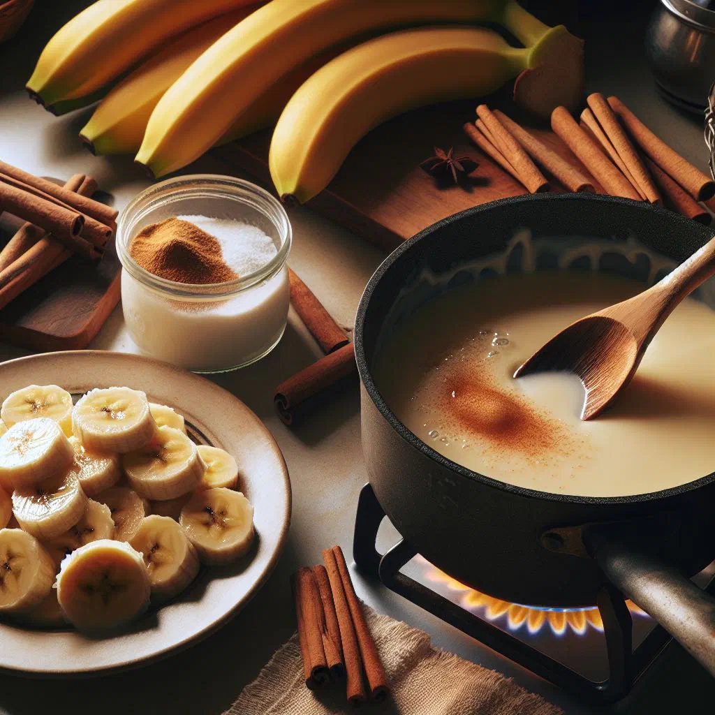 Caramelised banana dessert dusted with cinnamon, served warm