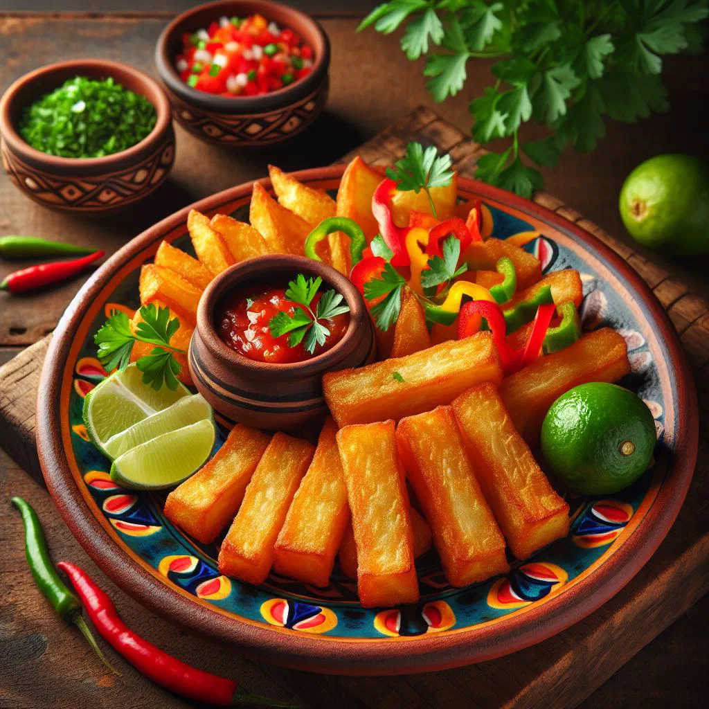 Golden, crispy fried cassava sticks served with a sprinkle of salt