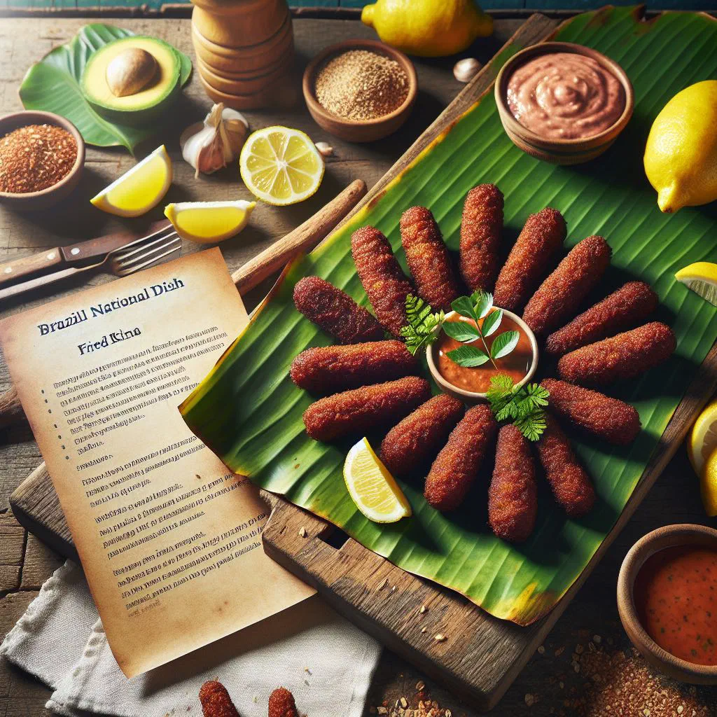 Golden fried quibe frito croquettes filled with spiced minced meat and bulgur