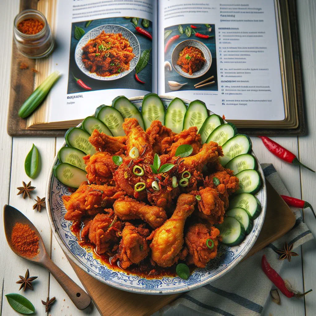 Golden, crispy spiced fried chicken pieces served with rice