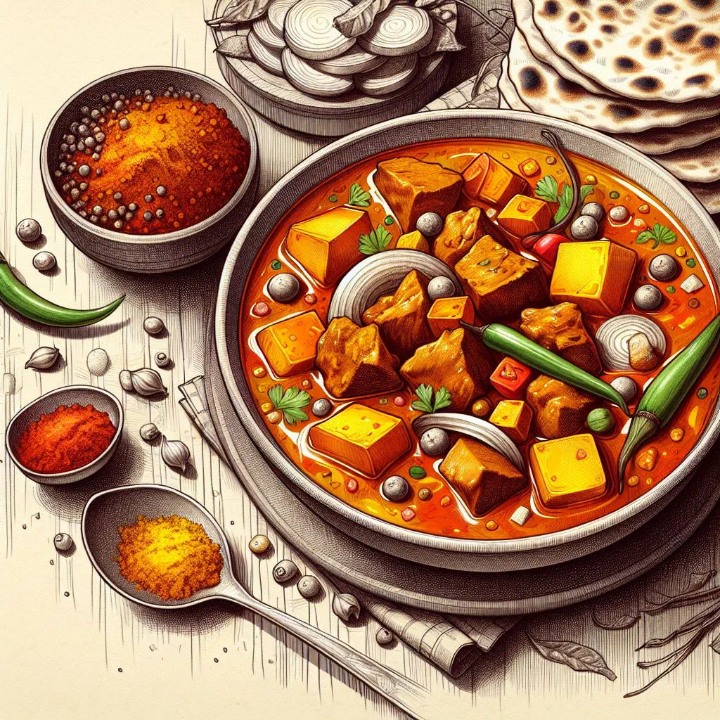 A bowl of dalcha, a spiced lentil and lamb curry, garnished with fresh coriander