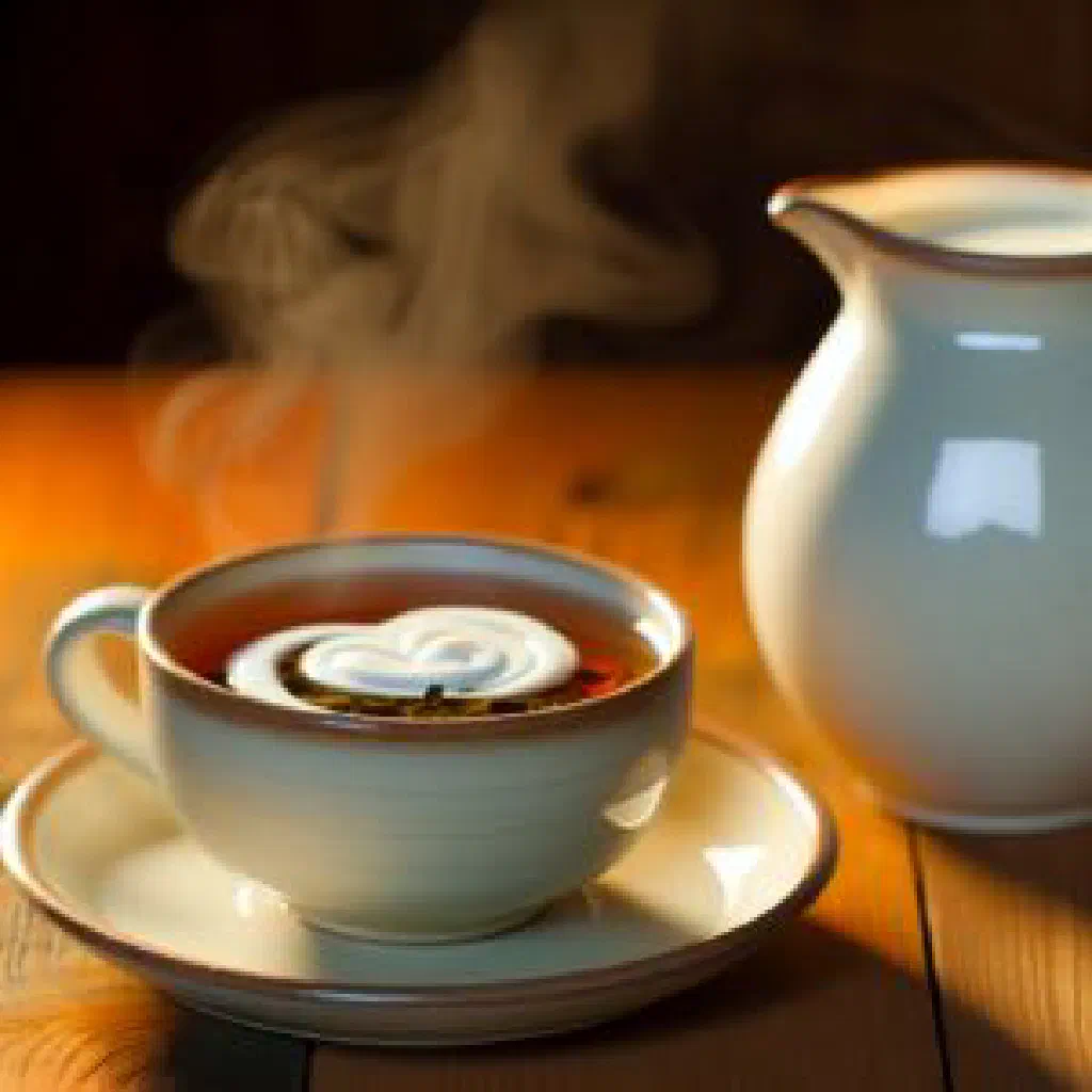 A glass of frothy teh tarik pulled tea with its signature foamy top