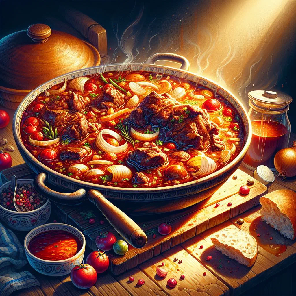 Slow-cooked Bulgarian lamb with potatoes and fresh rosemary