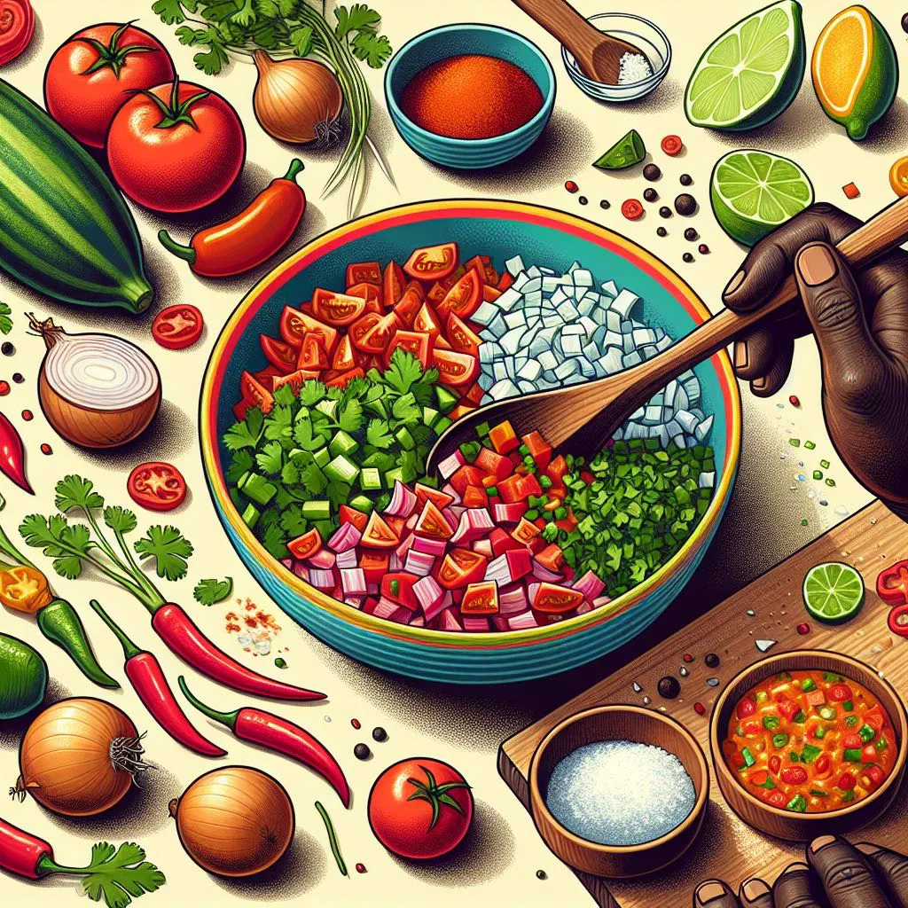 Fresh kachumbari salad with diced tomatoes, onions and green peppers