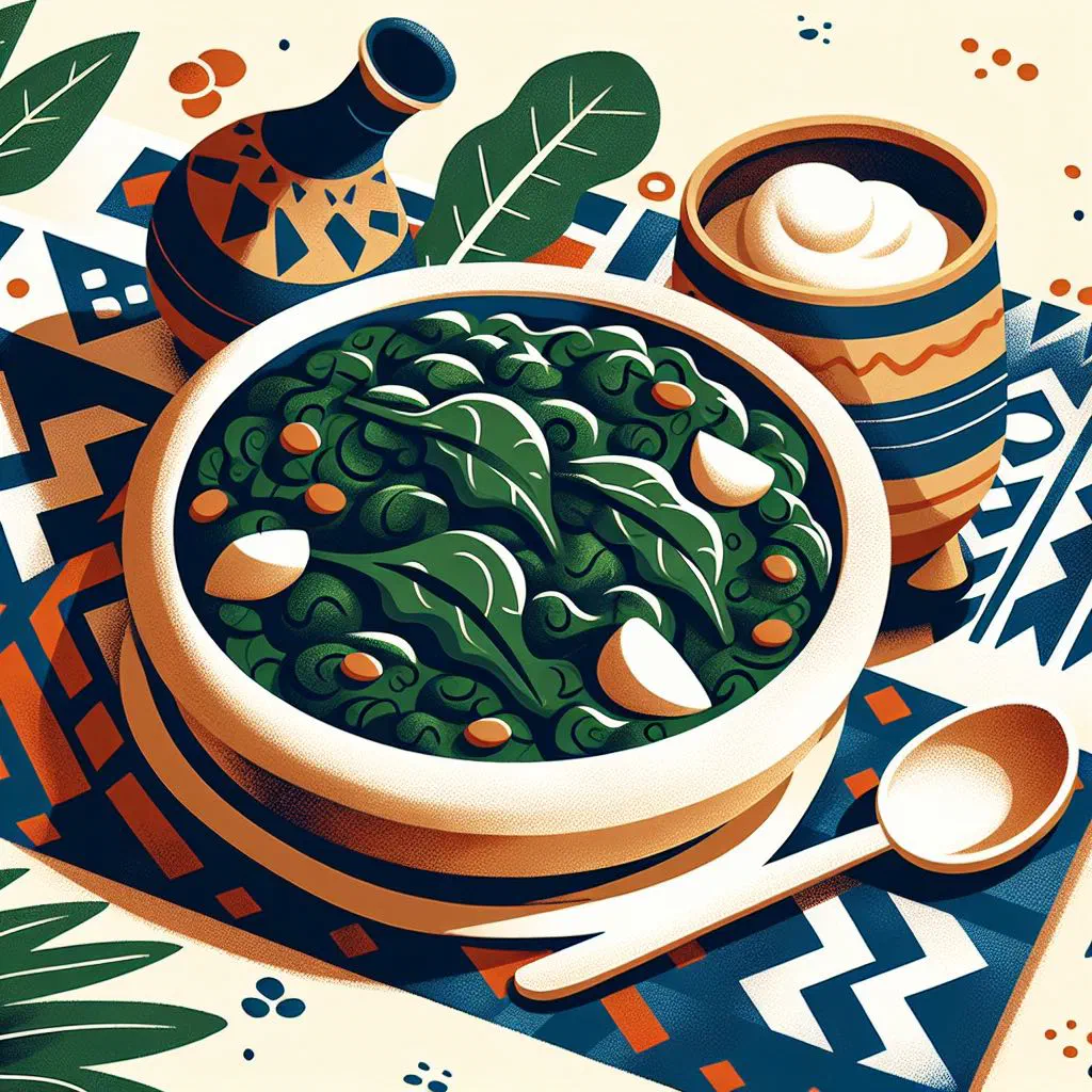 Bowl of njama njama leafy greens with onions and garlic