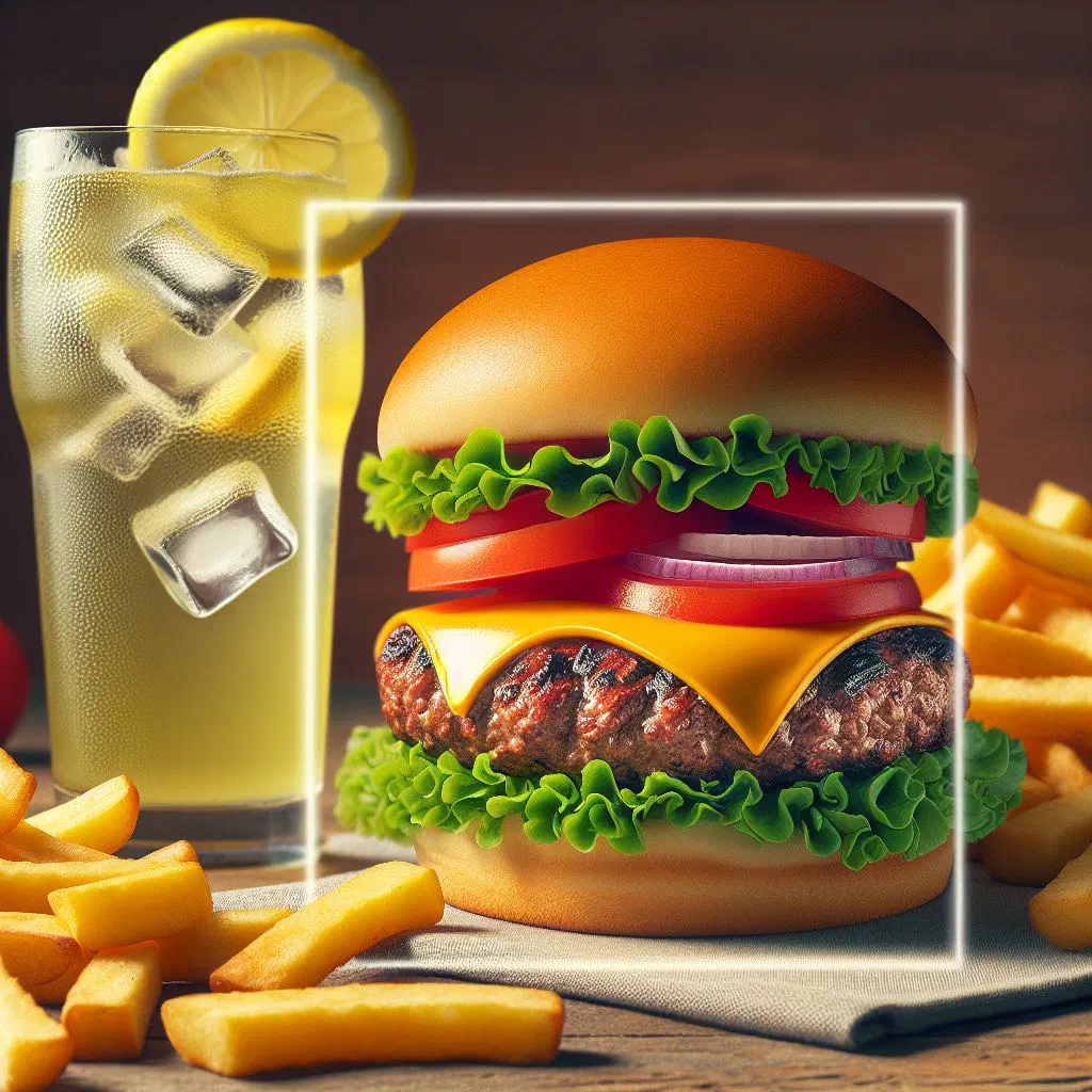Bison burger with lettuce, tomato and melted cheddar in a toasted bun