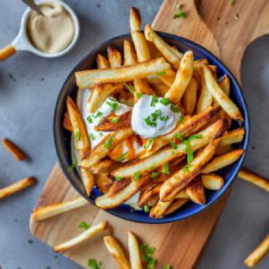 Poutine with crisp chips, cheese curds and rich brown gravy