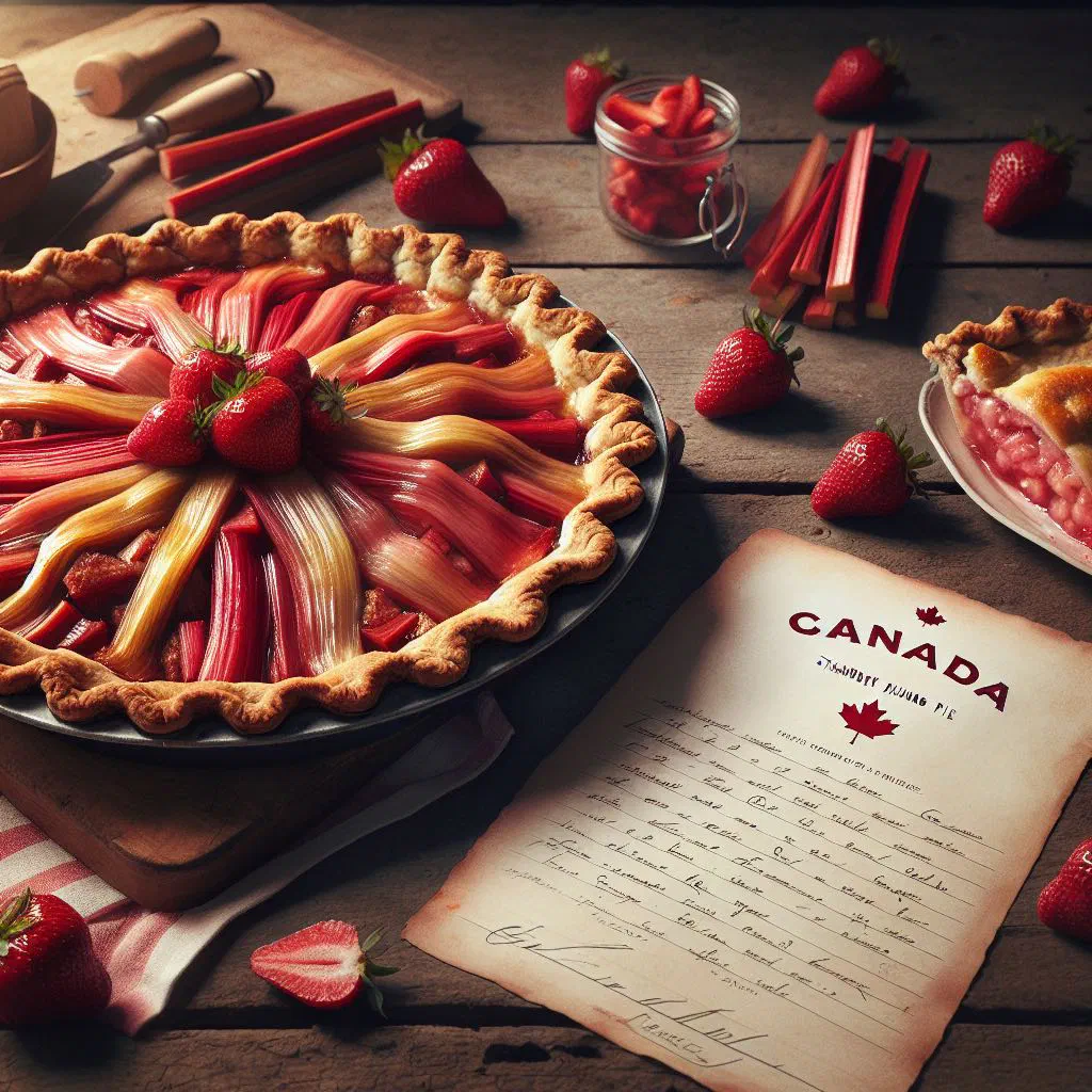 Golden strawberry rhubarb pie with a lattice crust and bubbling fruit filling