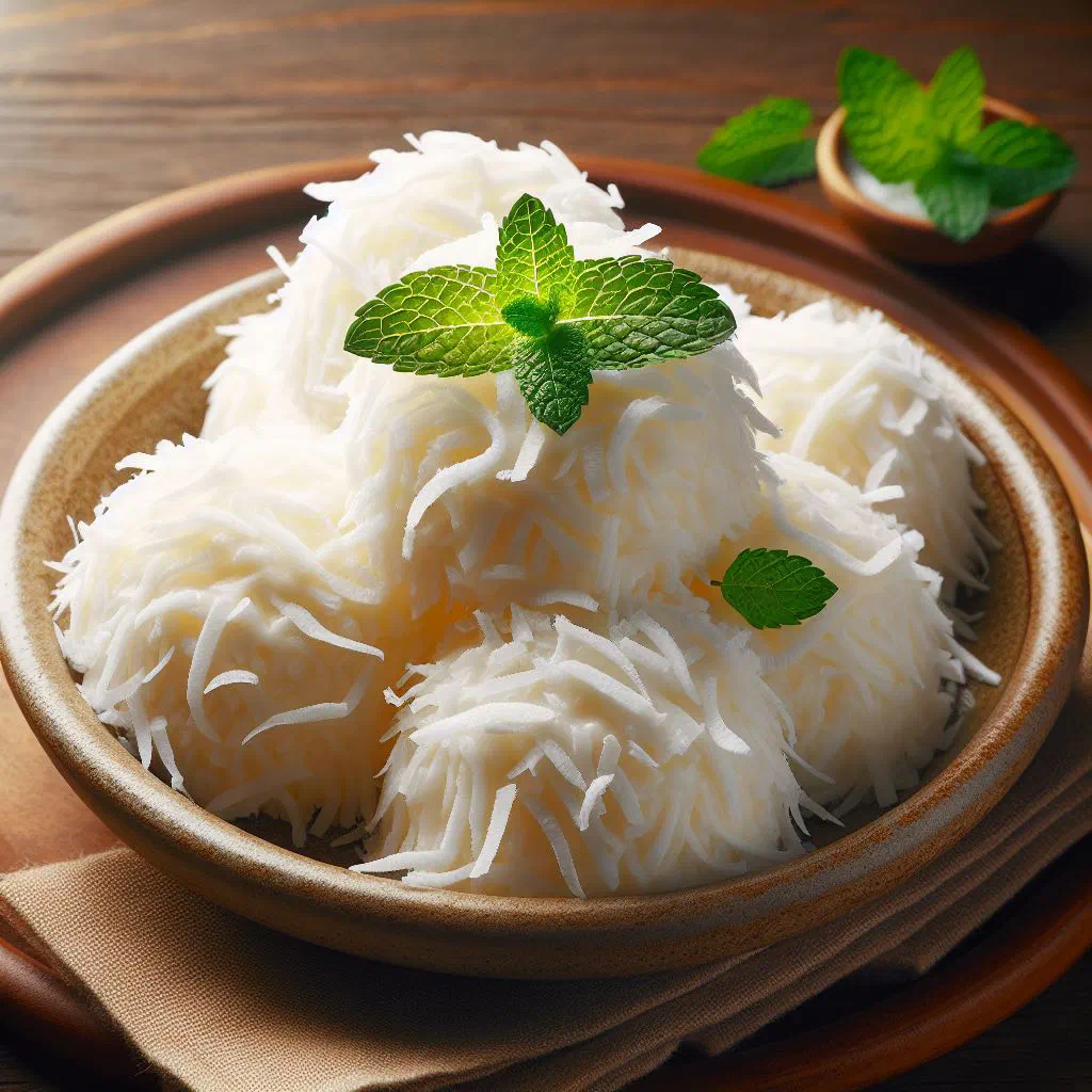Set coconut dessert doce de coco topped with toasted coconut