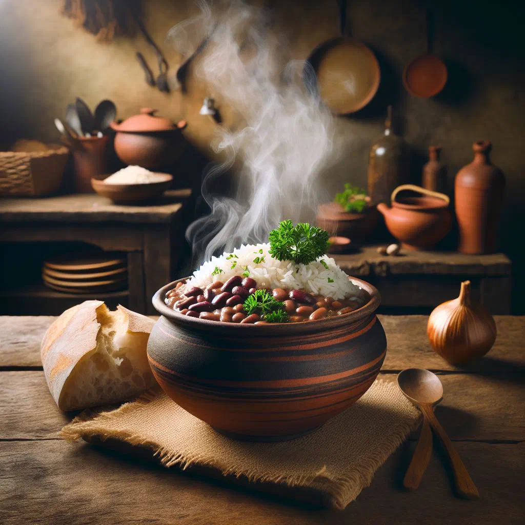 Jagacida rice and beans with peppers, garnished with fresh parsley