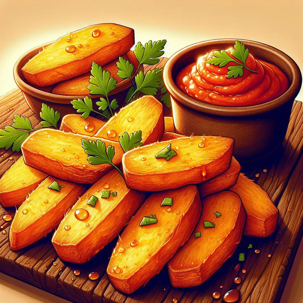 Golden crispy fried cassava pieces served on a plate