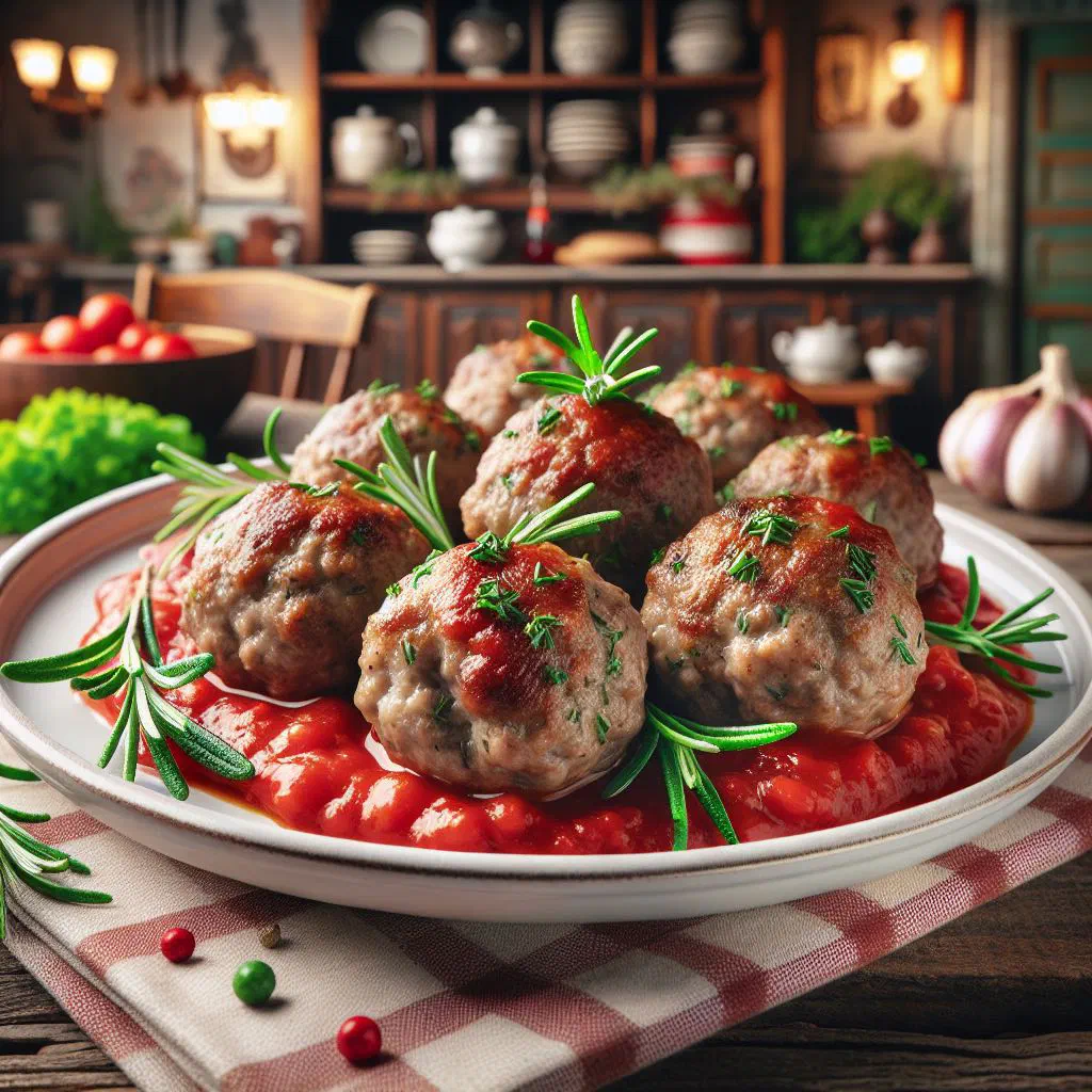 Golden-browned Central African meatballs served with fresh herbs