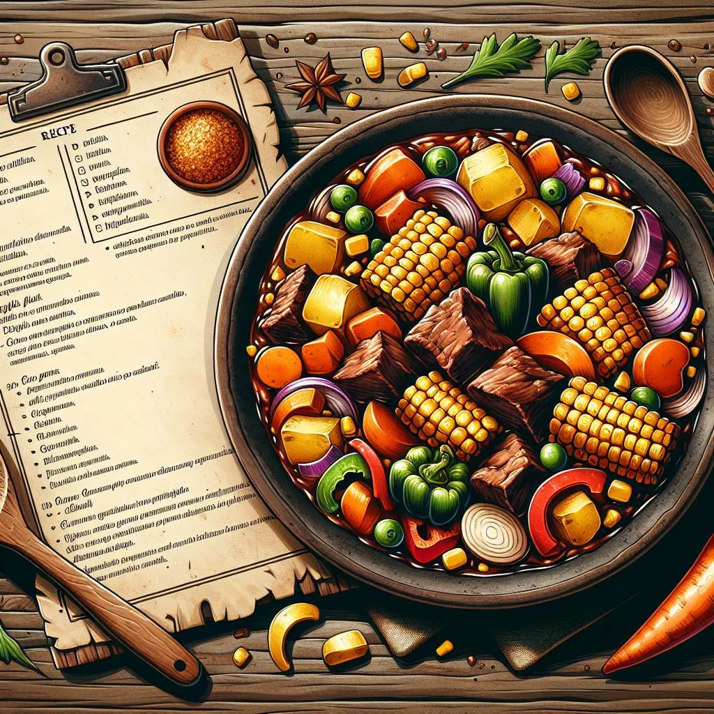 Bowl of Chilean carbonada beef and vegetable stew