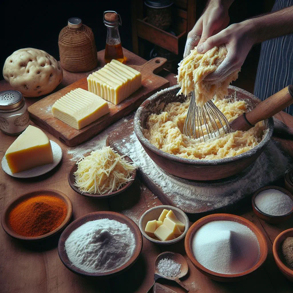 Golden pan-fried milcao potato cakes on a plate
