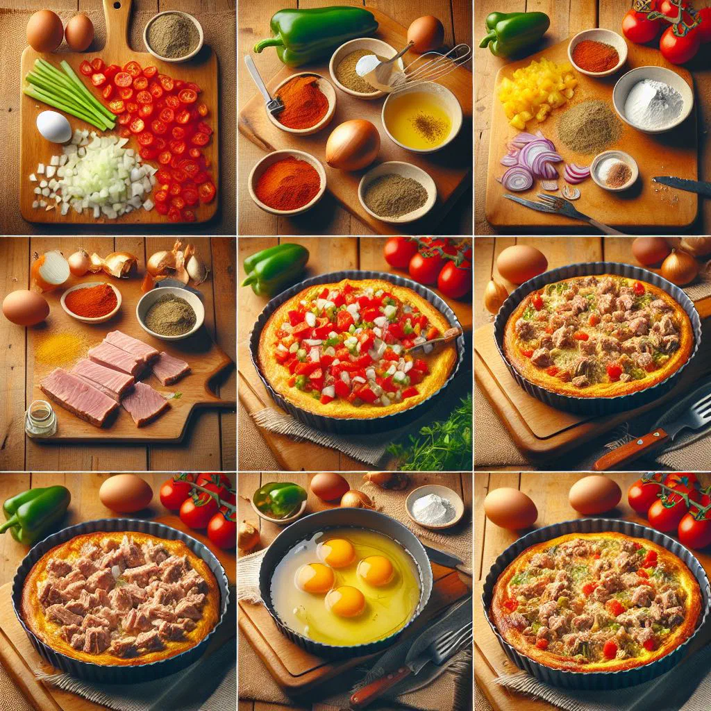 Golden baked tuna and sweetcorn pie sliced into squares