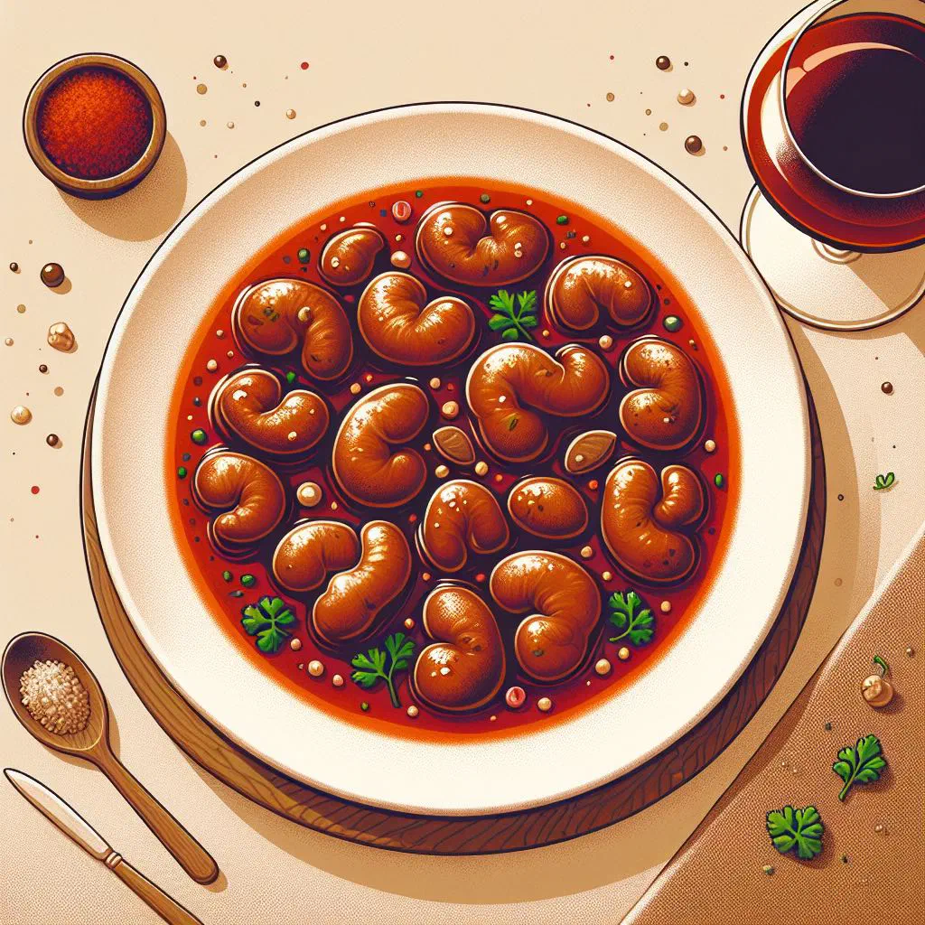 Beef kidneys braised in sherry with onion and garlic, served hot
