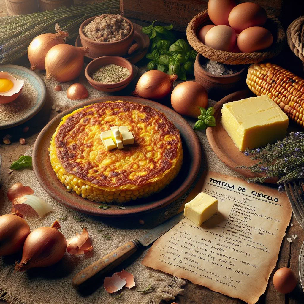 Golden baked Chilean sweetcorn cake with a spiced meat filling