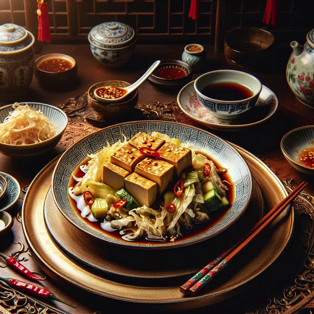 Crispy golden cubes of stinky tofu served with chilli and soy sauce