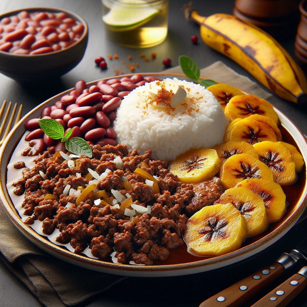 Bowl of finely powdered seasoned Colombian beef served with arepas