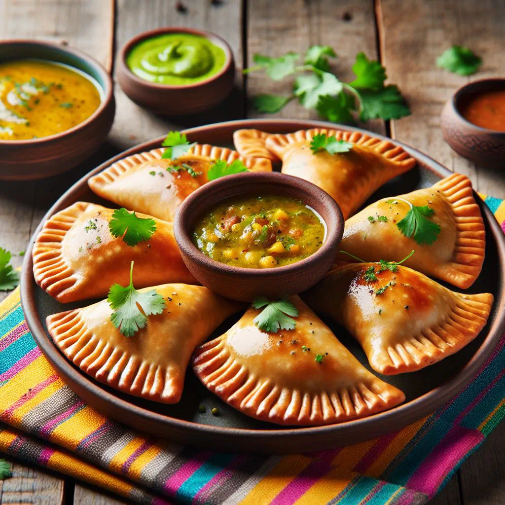 Golden fried Colombian empanadas filled with beef and potato