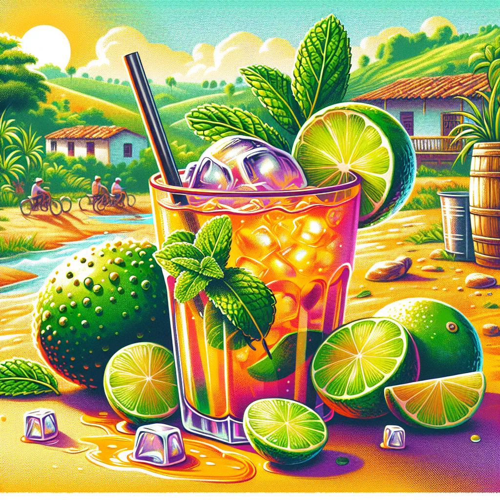 A tall glass of lulada, a chilled Colombian lulo drink with lime and ice
