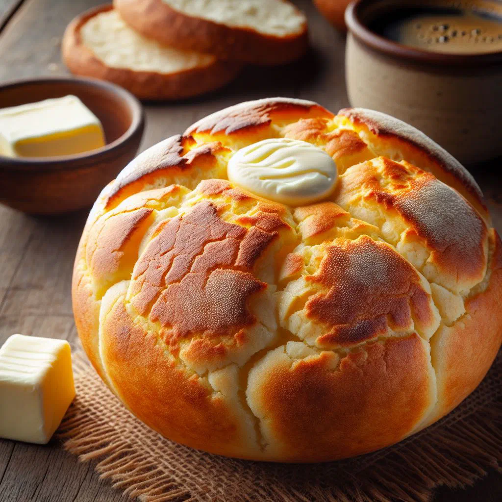 Golden pandebono cheese breads fresh from the oven