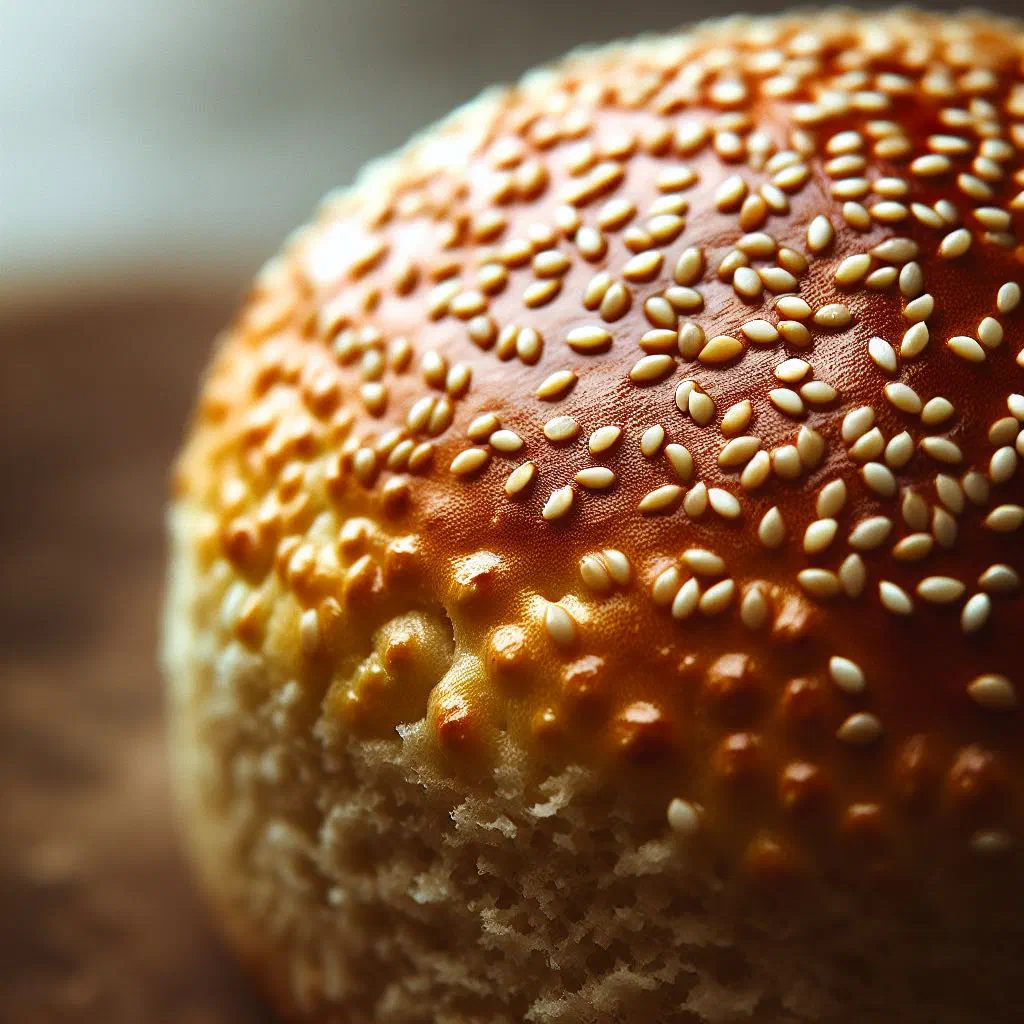 Golden Comoran sesame bread coated in toasted sesame seeds