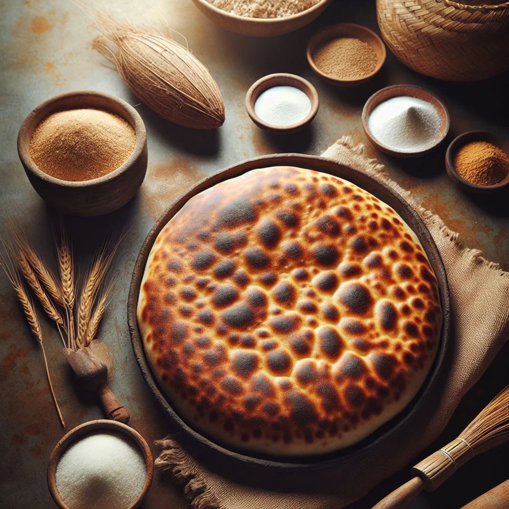 Golden Comorian mkatra foutra flatbreads garnished with fresh herbs