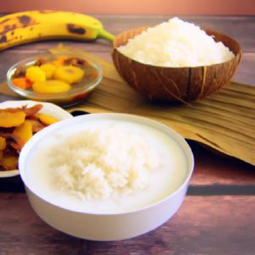 Fragrant coconut rice garnished with fresh coriander