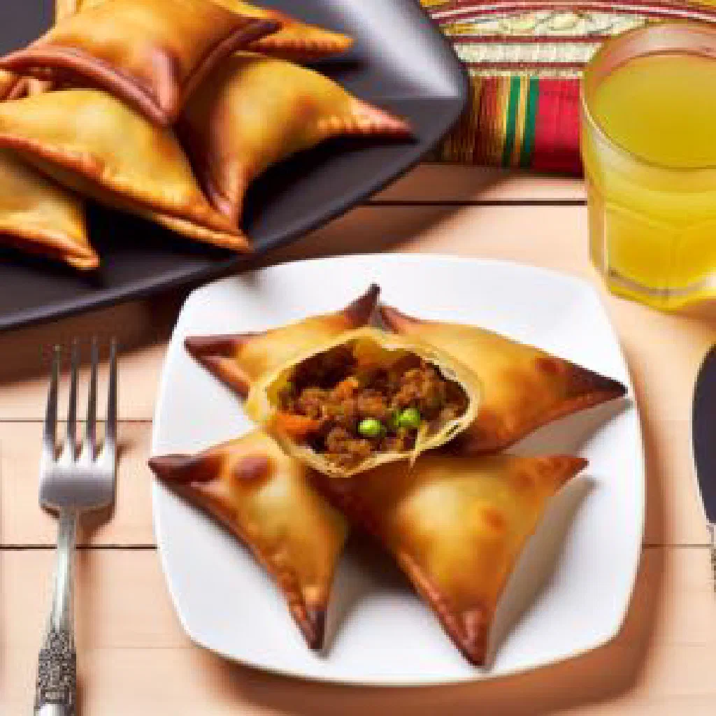 Golden fried Sambusa Comorien pastries with a spiced filling