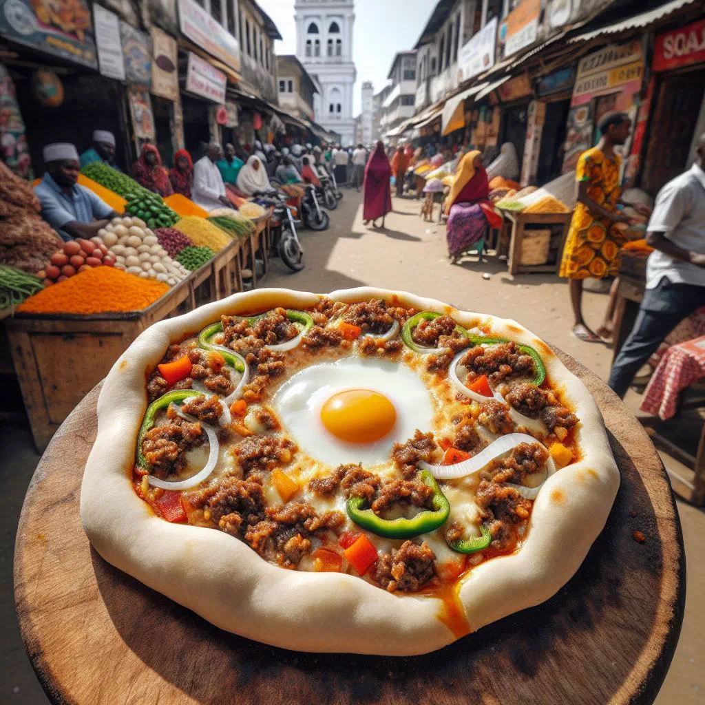 Pan-fried Zanzibari pizza parcels filled with spiced meat and vegetables