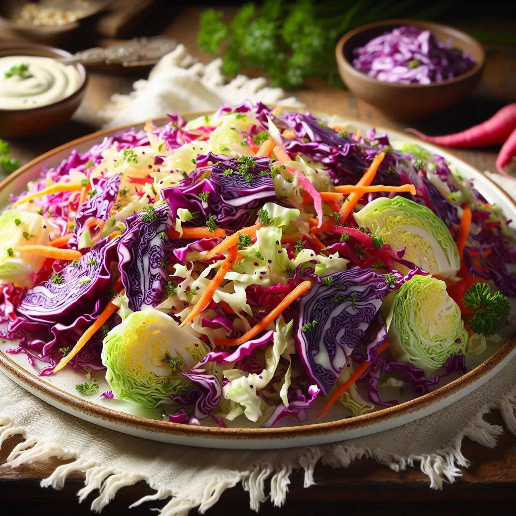 Fresh Congolese cabbage salad with grated carrot and herbs in a bowl