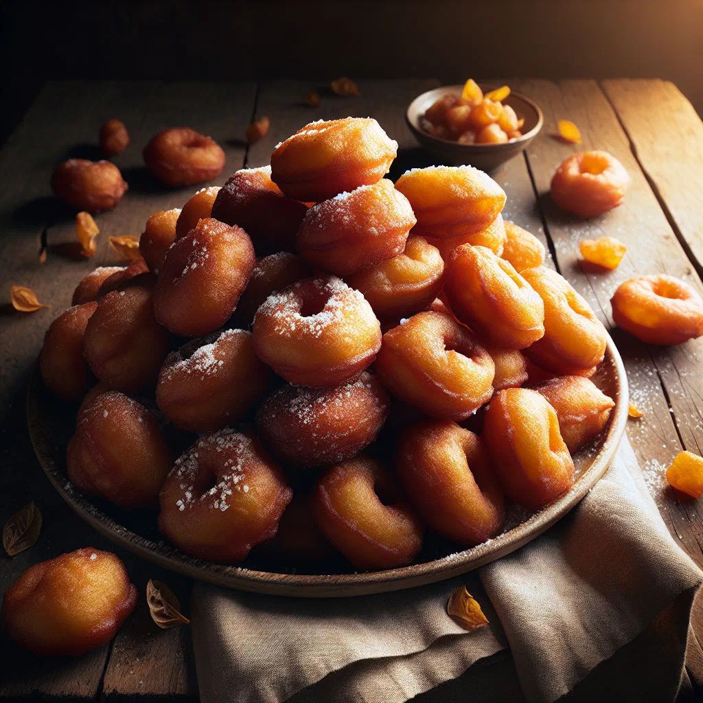 Golden-brown Congolese mikate dough balls piled on a plate